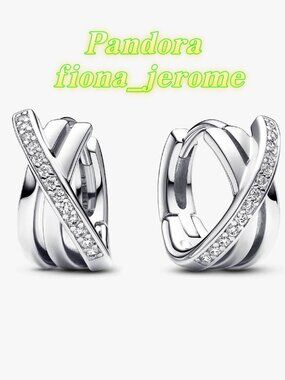 Pandora Crossover Pavé Hoop Earrings